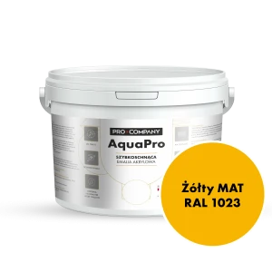 Szybkoschnąca uniwersalna emalia akrylowa Aqua Pro Żółty MAT RAL 1023 2,7L