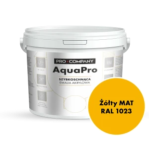Szybkoschnąca uniwersalna emalia akrylowa Aqua Pro Żółty MAT RAL 1023 4,5L