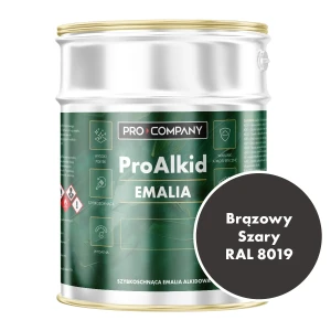 Szybkoschnąca emalia alkidowa do metalu Pro Alkid Brązowy Szary RAL 8019 4,5L