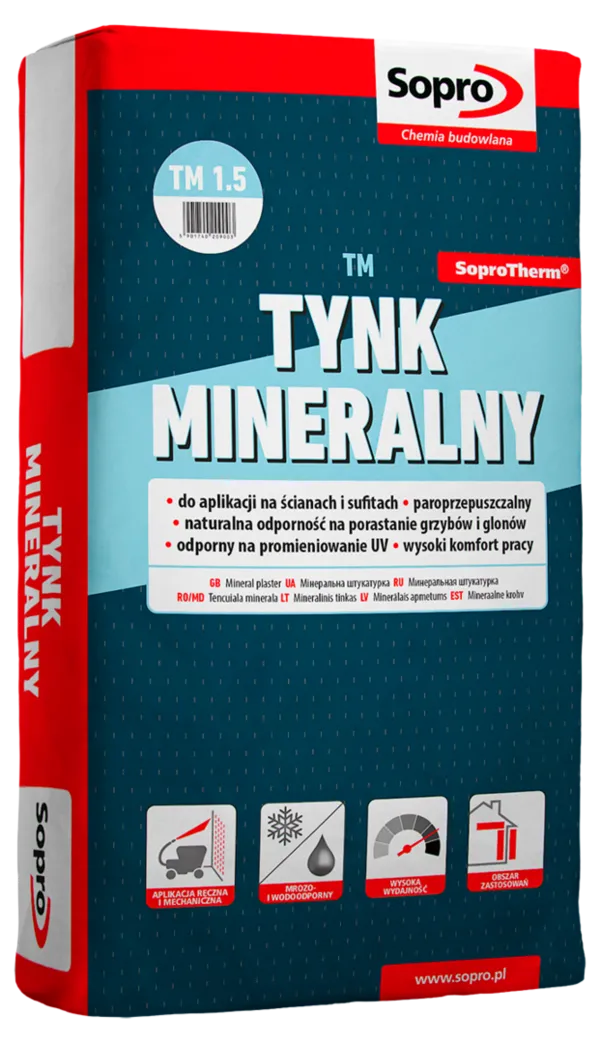 Cienkowarstwowy tynk mineralny do elewacji SOPRO SoproTherm TM Baranek 1,5mm 25kg
