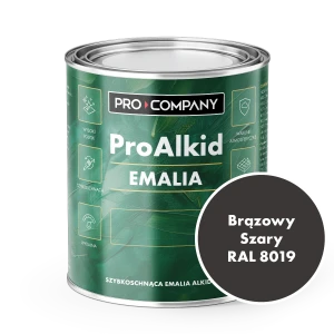 Szybkoschnąca emalia alkidowa do metalu Pro Alkid Brązowy Szary RAL 8019 0,9L