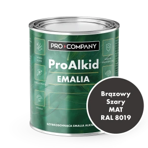 Szybkoschnąca emalia alkidowa do metalu Pro Alkid Brązowy Szary MAT RAL 8019 0,9L