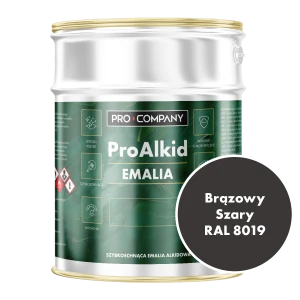 Szybkoschnąca emalia alkidowa do metalu Pro Alkid Brązowy Szary RAL 8019 2,7L