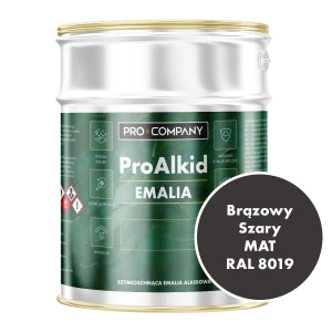 Szybkoschnąca emalia alkidowa do metalu Pro Alkid Brązowy Szary MAT RAL 8019 9L