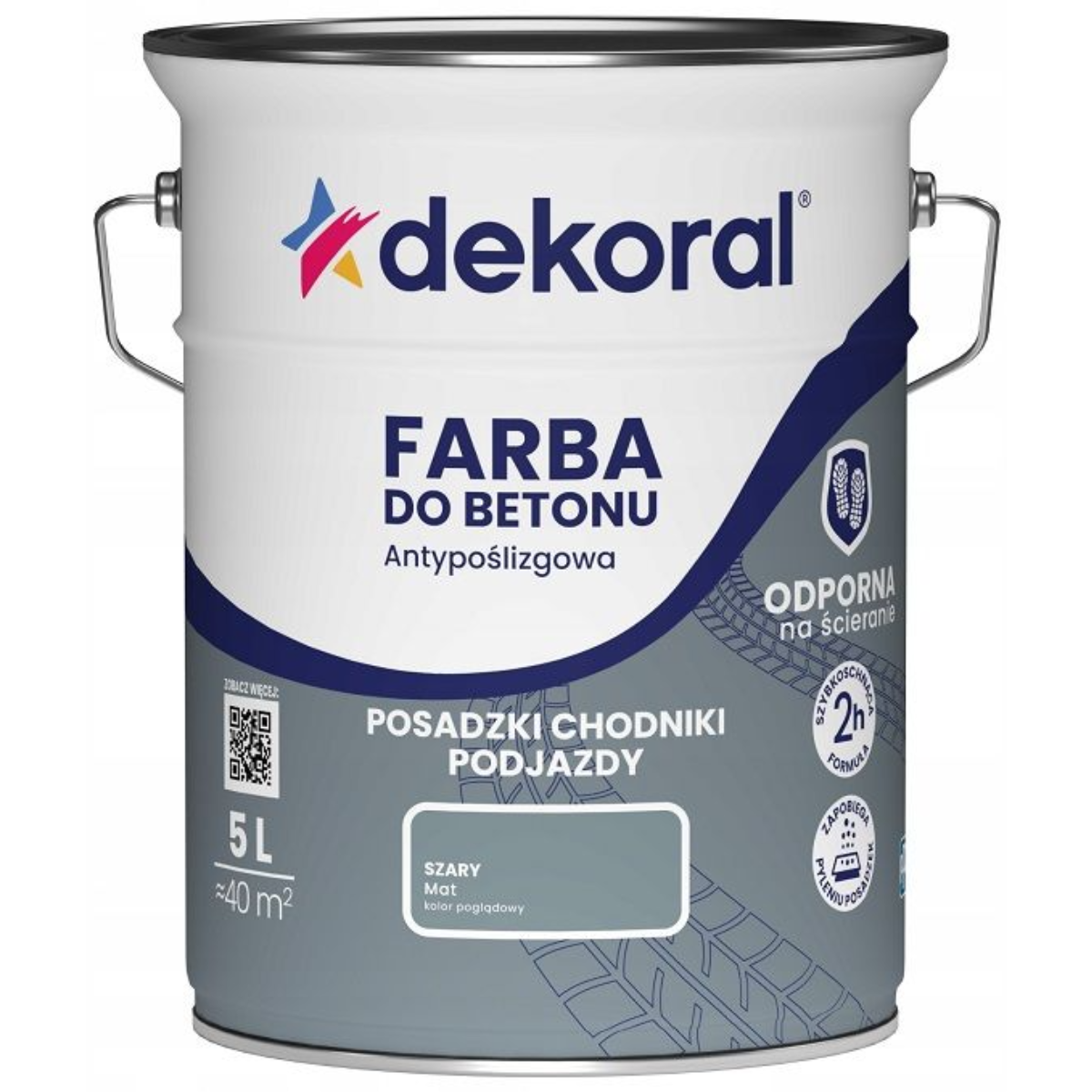 DEKORAL AKRYLIT B Farba do betonu antypoślizgowa szary mat 5L