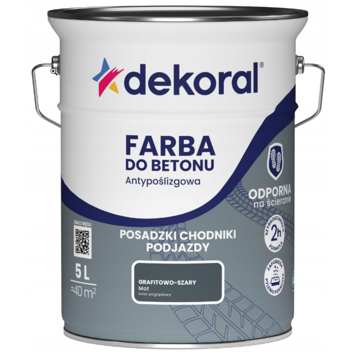  DEKORAL AKRYLIT B Farba do betonu antypoślizgowa grafitowo-szary mat 5L