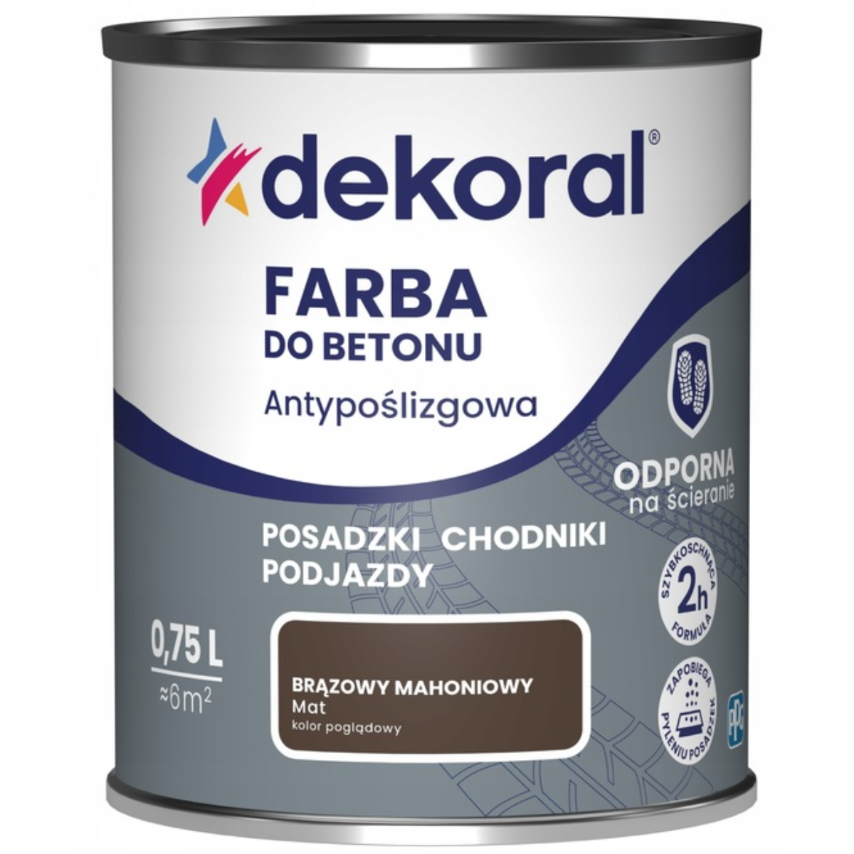 DEKORAL AKRYLIT B Farba do betonu antypoślizgowa brązowy mahoniowy mat 750ml
