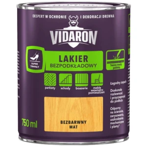 VIDARON Lakier do drewna bezpodkładowy bezbarwny mat 750ml