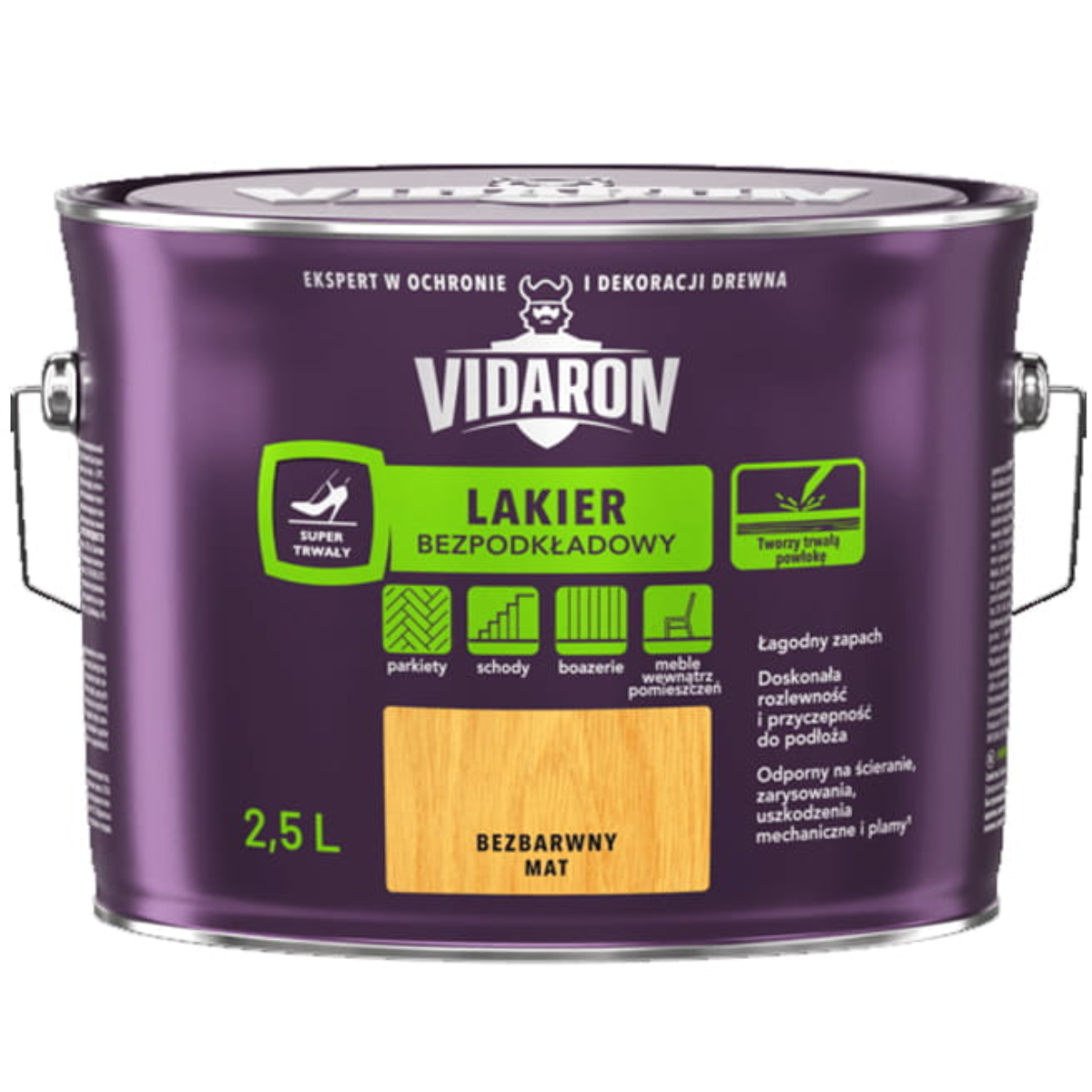 VIDARON Lakier do drewna bezpodkładowy bezbarwny mat 2,5L