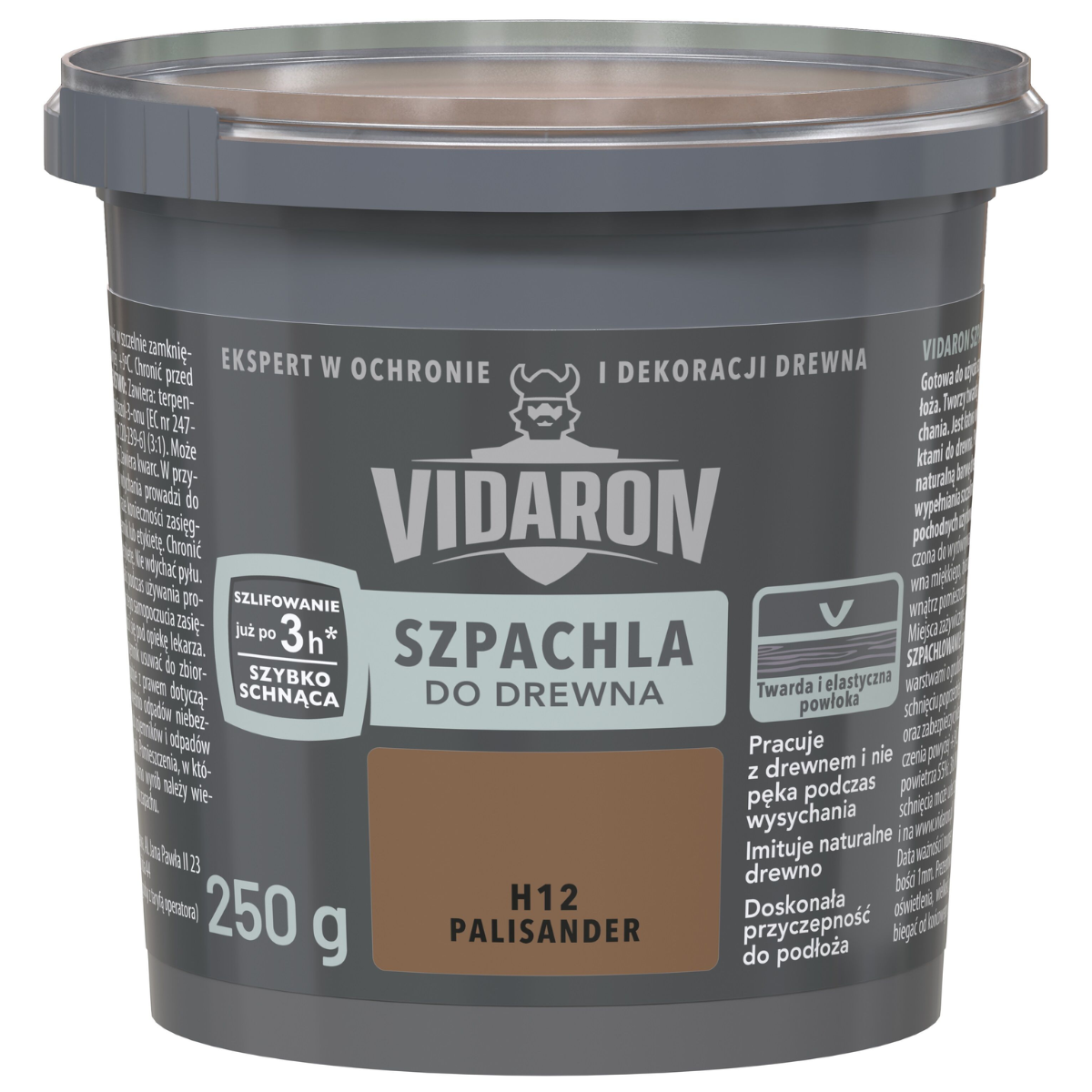 VIDARON Szpachla do drewna szybkoschnąca palisander H12 250g