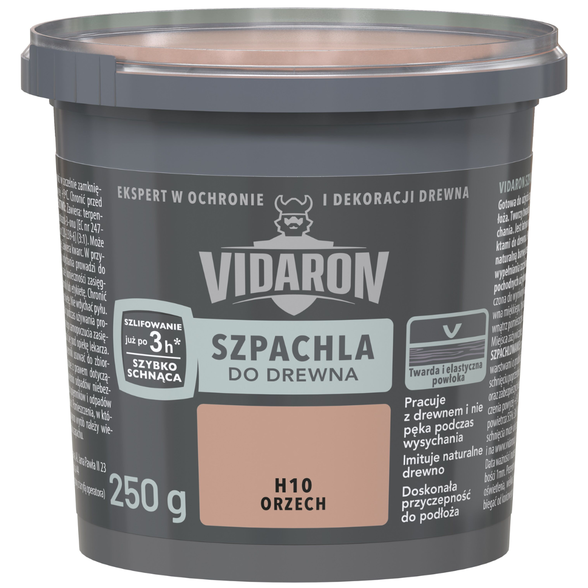 VIDARON Szpachla do drewna szybkoschnąca orzech H10 250g