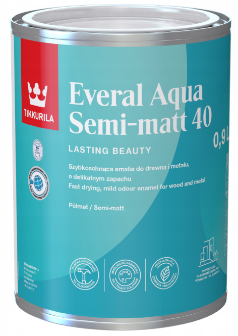 TIKKURILA Everal Aqua Semi Matt [40] 0,9l BIAŁY
