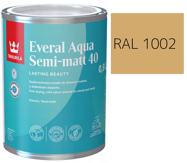 TIKKURILA Everal Aqua Semi Matt [40] 0,9l KOLOR PIASKOWY RAL 1002