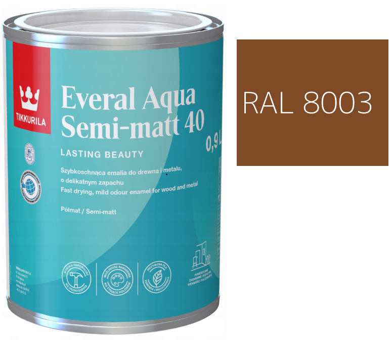 TIKKURILA Everal Aqua Semi Matt [40] brąz miodowy RAL 8003