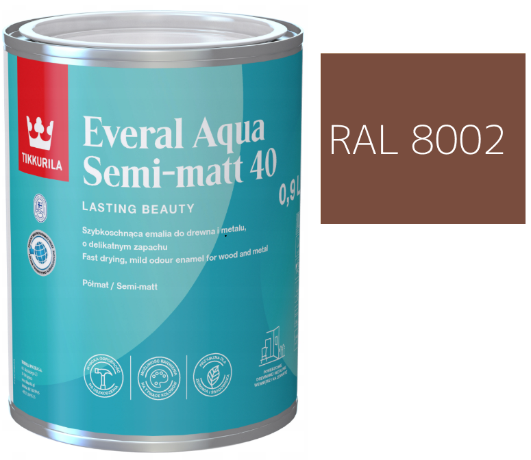 TIKKURILA Everal Aqua Semi Matt [40] orzech RAL 8002