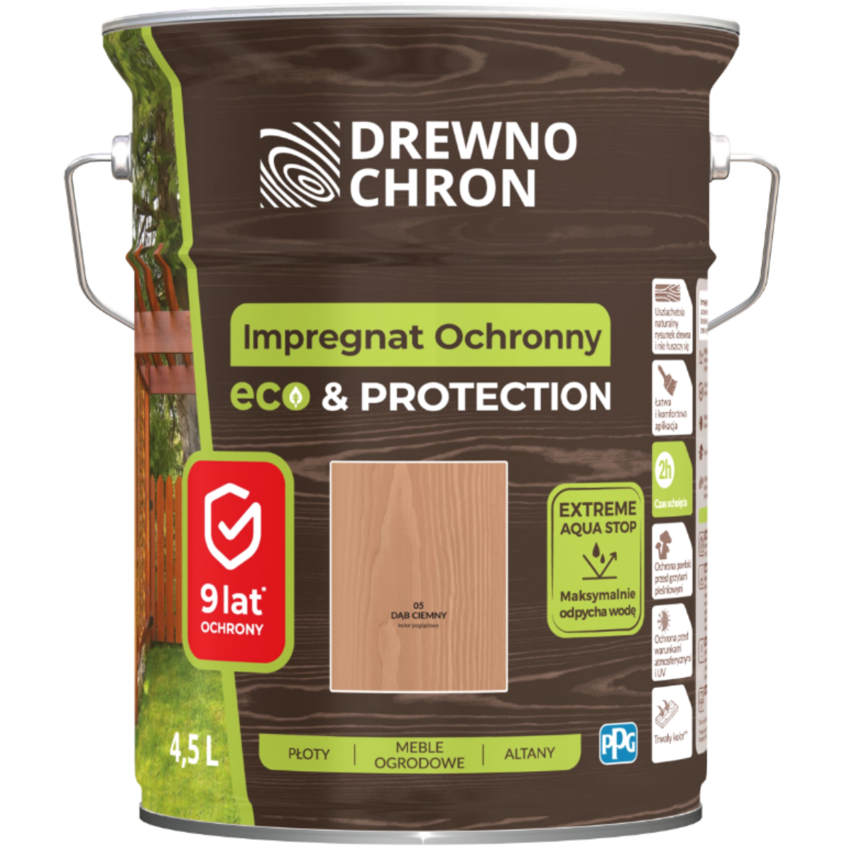 DREWNOCHRON Impregnat Ochronny Eco&Protection dąb ciemny 4,5L