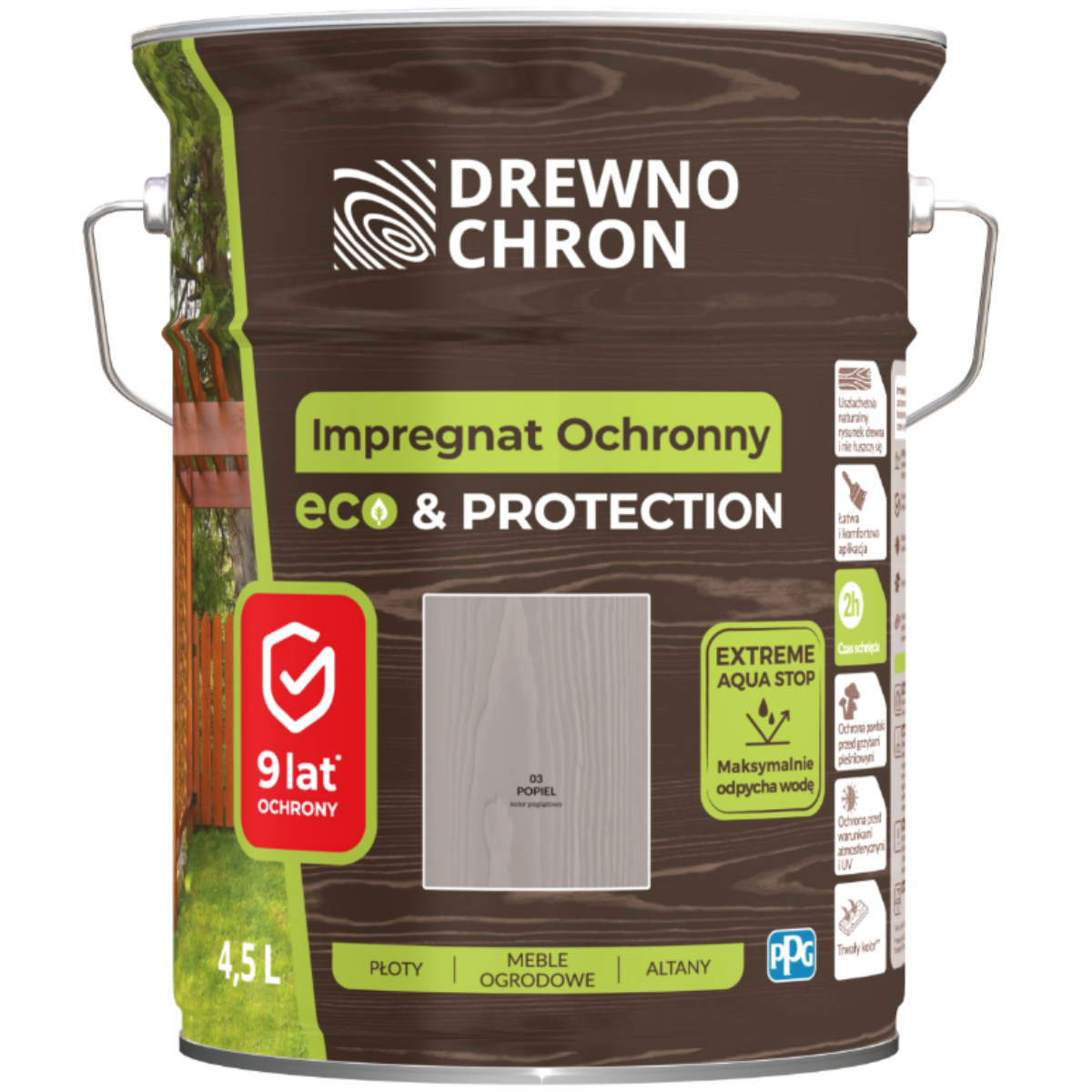 DREWNOCHRON Impregnat Ochronny Eco&Protection popiel 4,5L