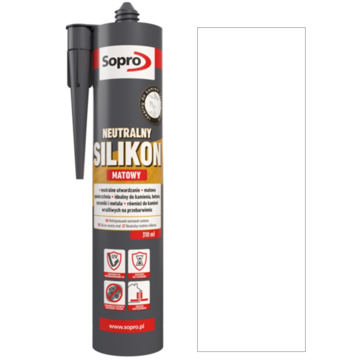 SOPRO Silikon neutralny sanitarny i dylatacyjny matowy biały 310ml