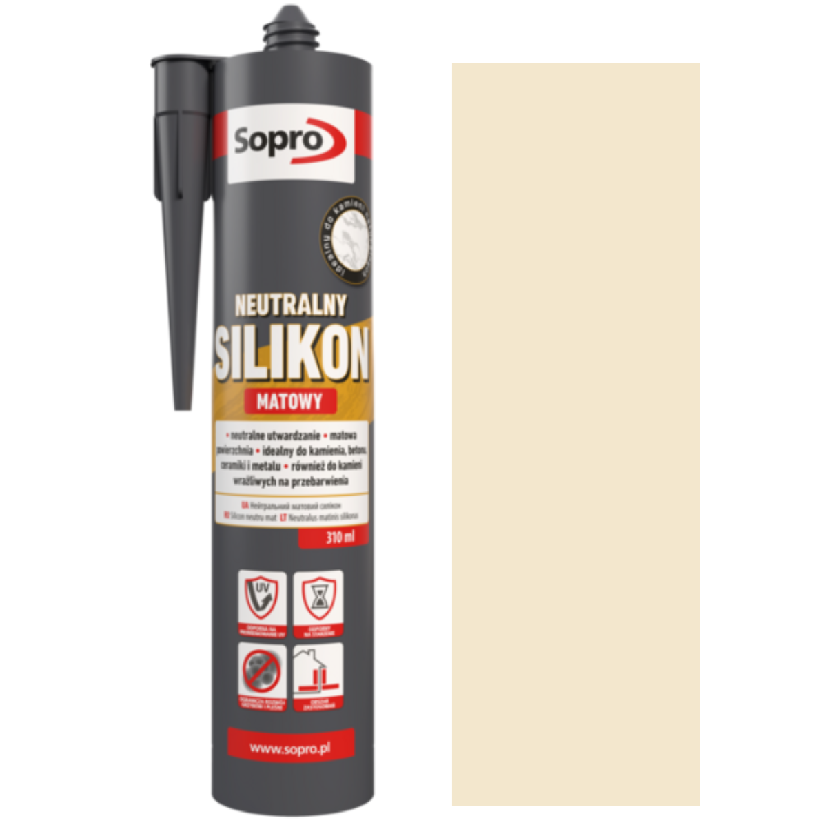 SOPRO Silikon neutralny sanitarny i dylatacyjny matowy jasny beż 310ml