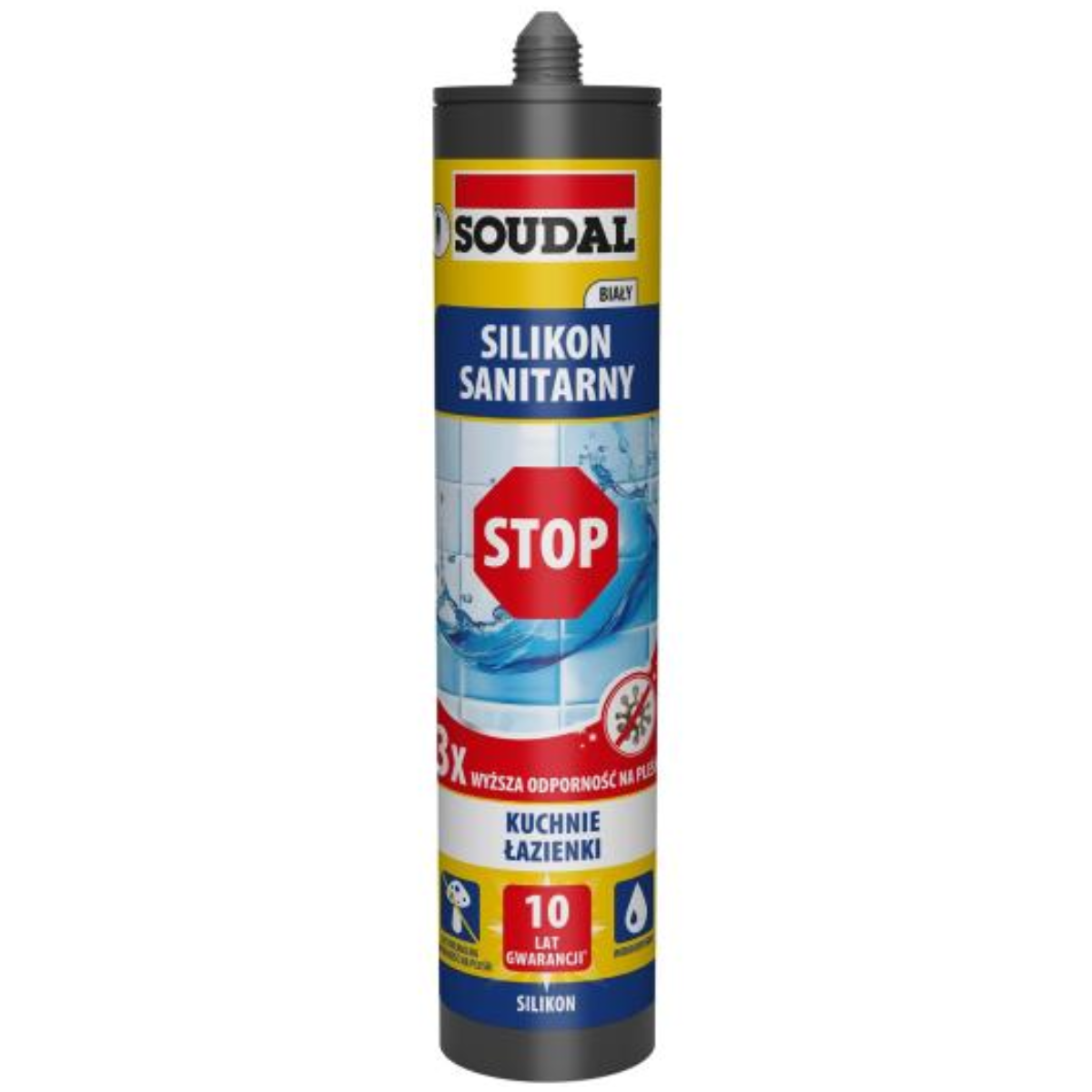 SOUDAL Silikon sanitarny do kuchni i łazienki stop pleśni biały 280ml
