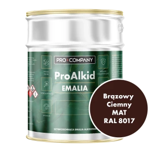 Szybkoschnąca emalia alkidowa do metalu Pro Alkid Brązowy Ciemny MAT RAL 8017 4,5L