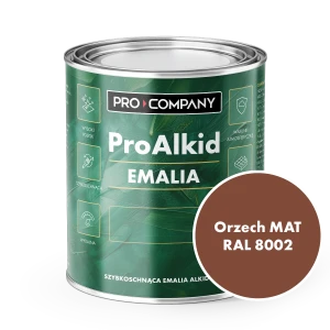 Szybkoschnąca emalia alkidowa do metalu Pro Alkid Orzech Średni MAT RAL 8002 0,9L