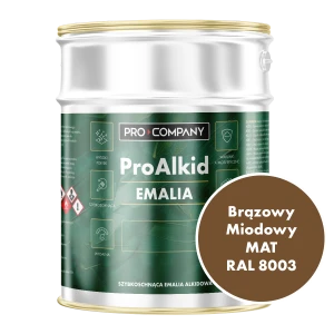Szybkoschnąca emalia alkidowa do metalu Pro Alkid Brązowy Miodowy MAT RAL 8003 9L