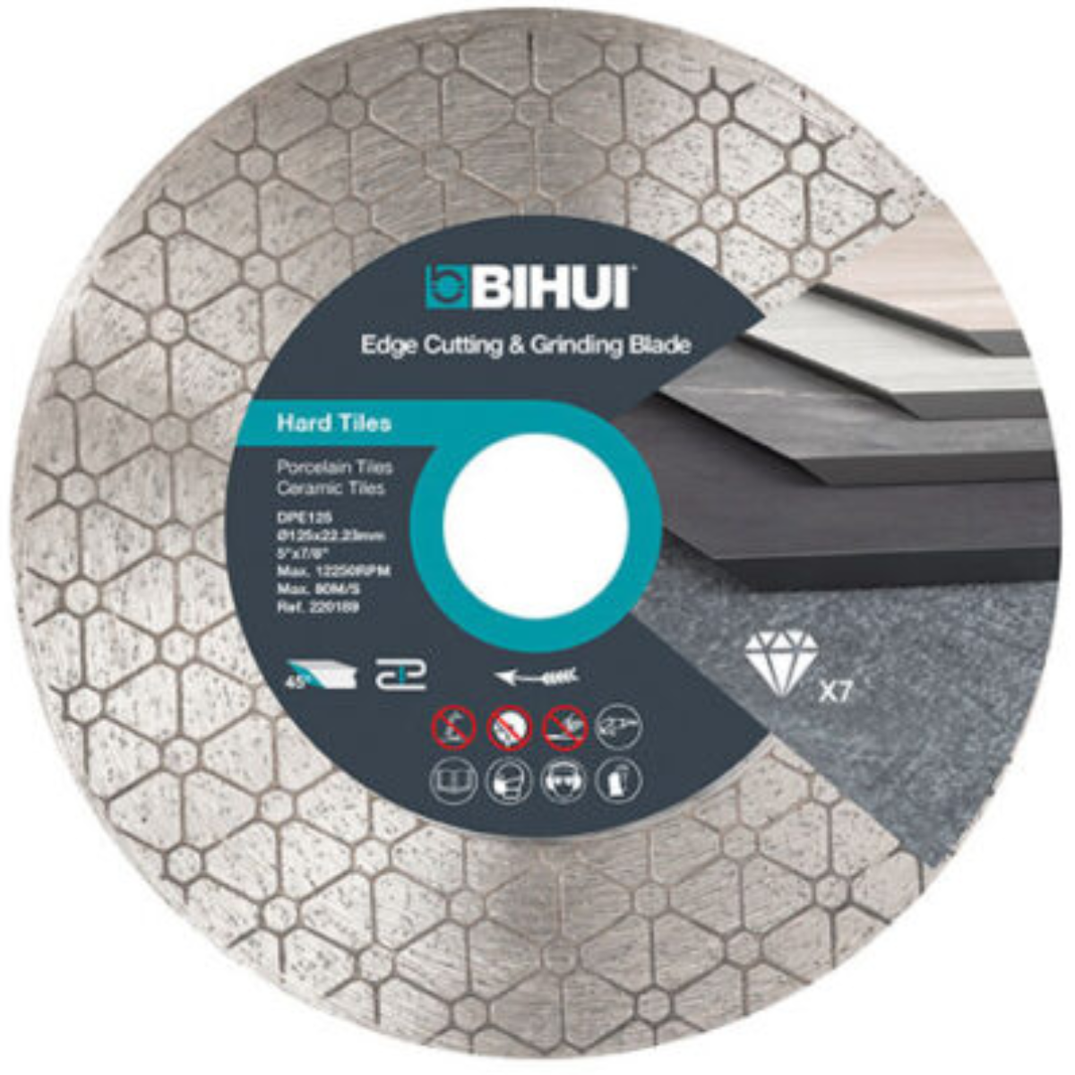 BIHUI B-EDGE DPE125 Tarcza diamentowa do fazowania i szlifowania płytek 45° 125mm