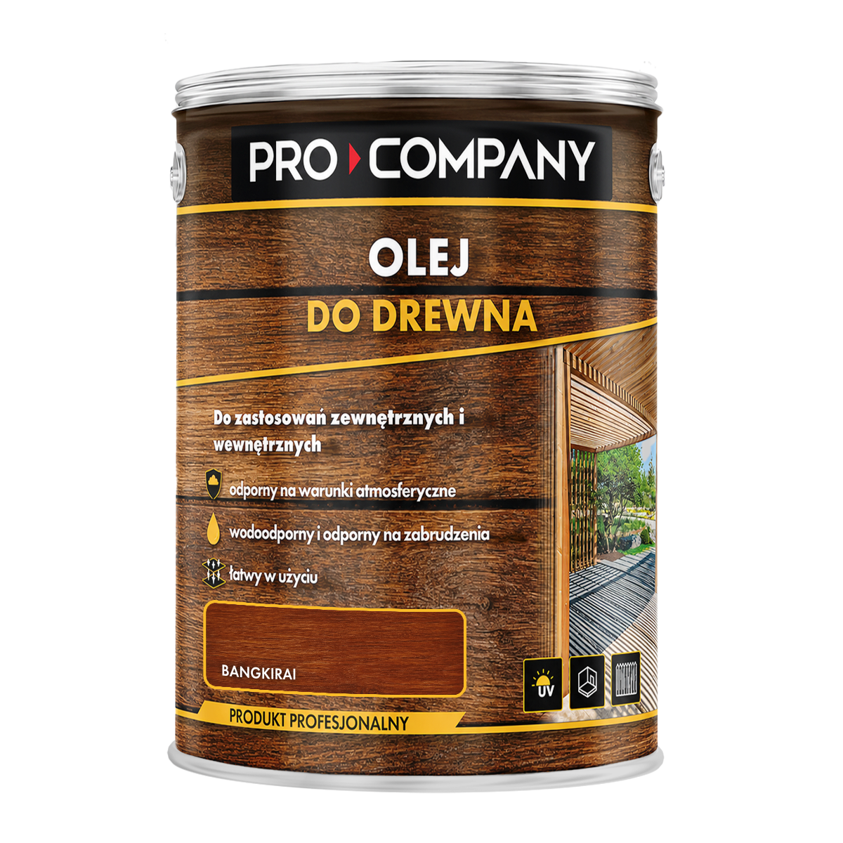 PRO COMPANY Olej do drewna do wnętrz i na zewnątrz hydrofobowy ochrona UV bangkirai 5L