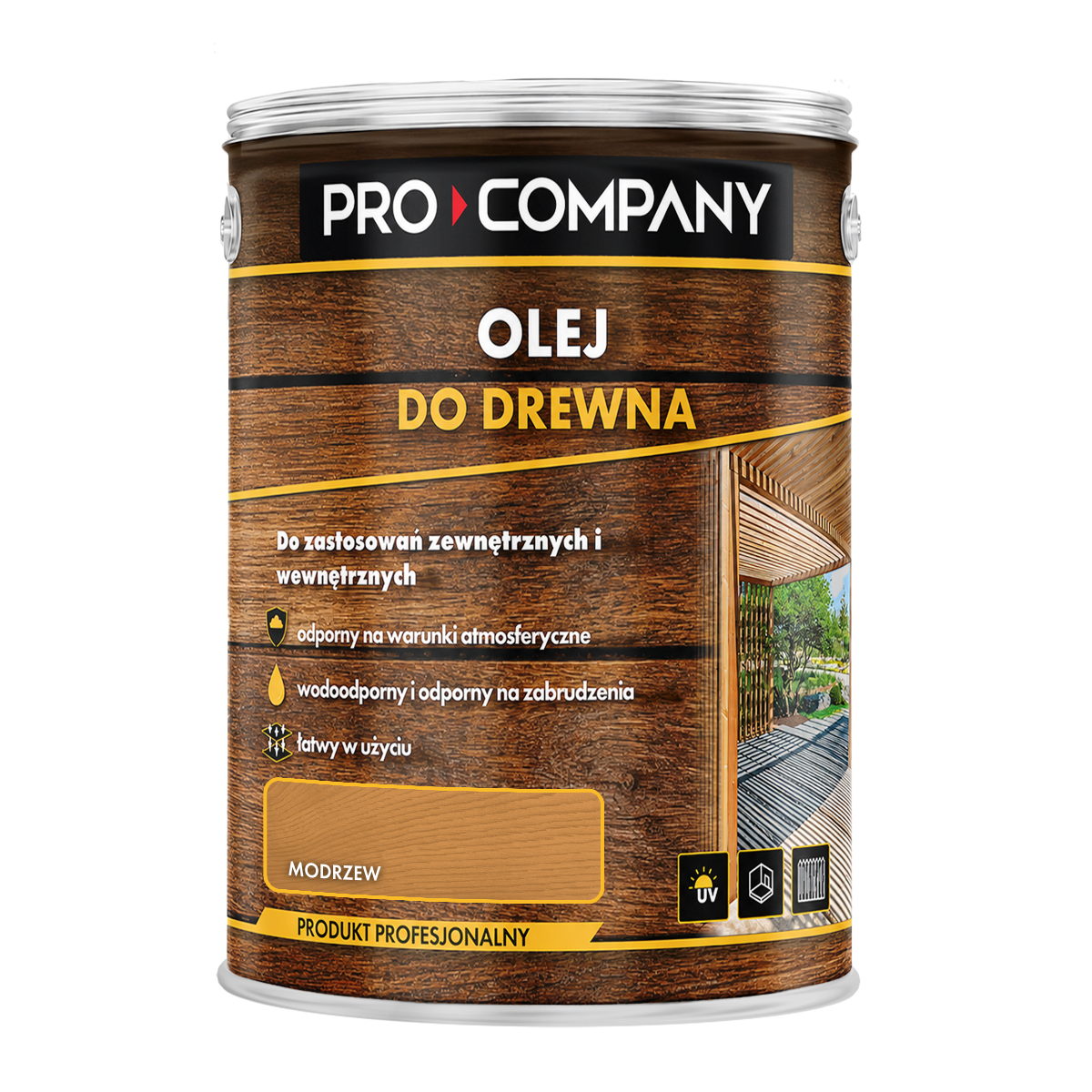 PRO COMPANY Olej do drewna do wnętrz i na zewnątrz hydrofobowy ochrona UV modrzew 5L