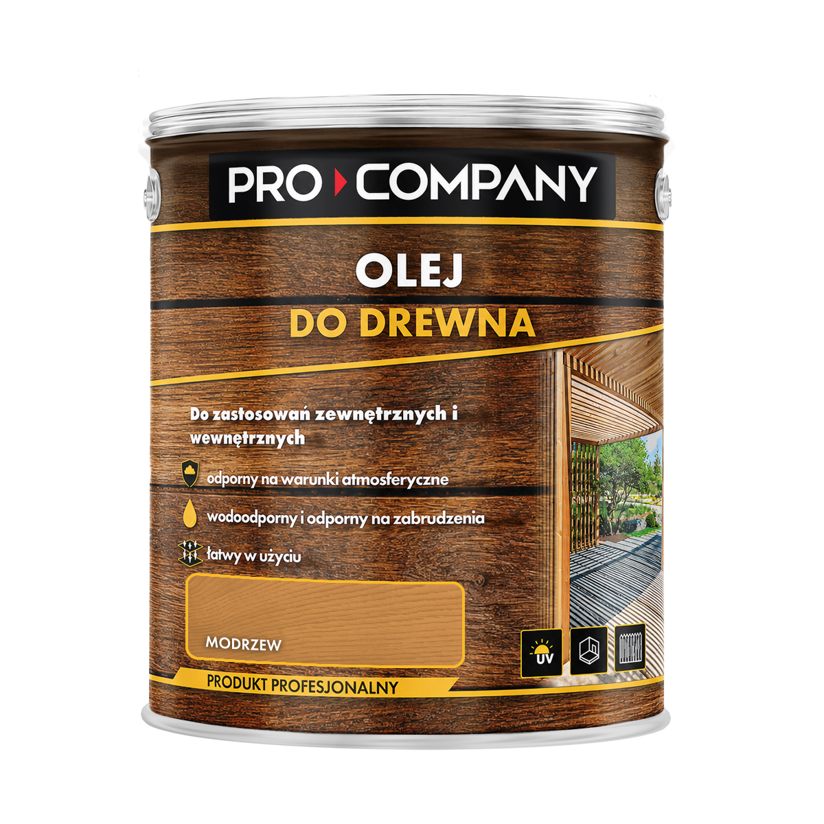 PRO COMPANY Olej do drewna do wnętrz i na zewnątrz hydrofobowy ochrona UV modrzew 2,5L