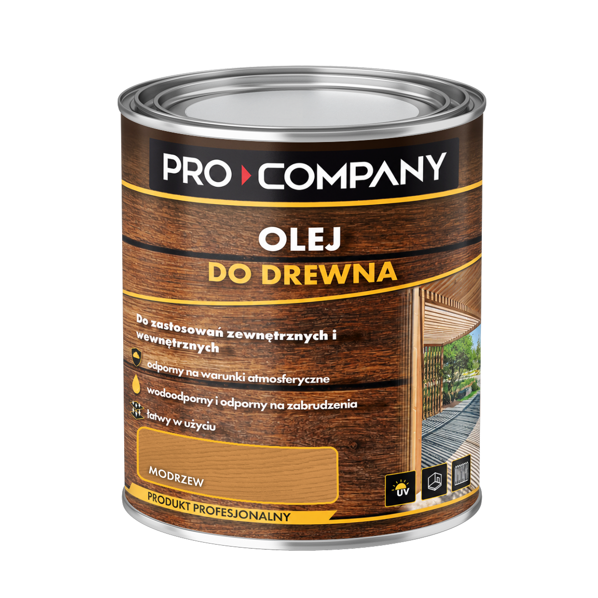 PRO COMPANY Olej do drewna do wnętrz i na zewnątrz hydrofobowy ochrona UV modrzew 750ml