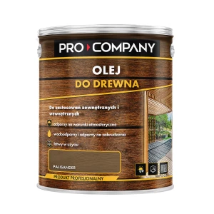 PRO COMPANY Olej do drewna do wnętrz i na zewnątrz hydrofobowy ochrona UV palisander 2,5L