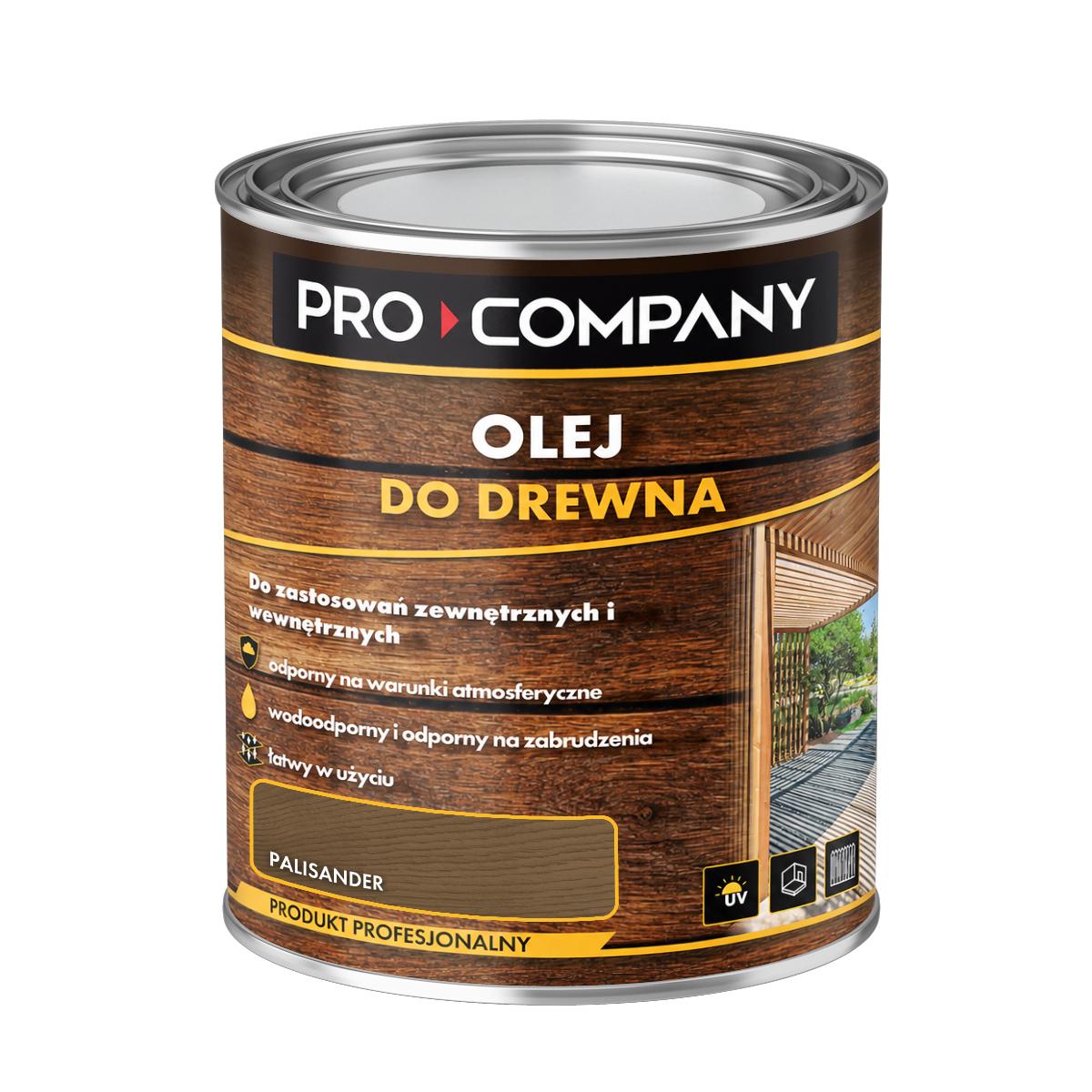 PRO COMPANY Olej do drewna do wnętrz i na zewnątrz hydrofobowy ochrona UV palisander 750ml