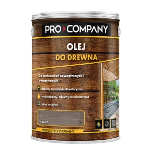 PRO COMPANY Olej do drewna do wnętrz i na zewnątrz hydrofobowy ochrona UV szary 5L