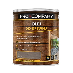 PRO COMPANY Olej do drewna do wnętrz i na zewnątrz hydrofobowy ochrona UV szary 2,5L