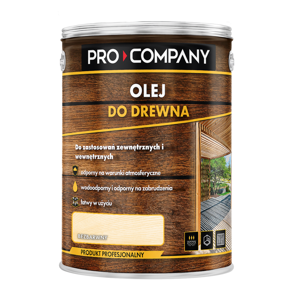 PRO COMPANY Olej do drewna do wnętrz i na zewnątrz hydrofobowy bezbarwny 5L