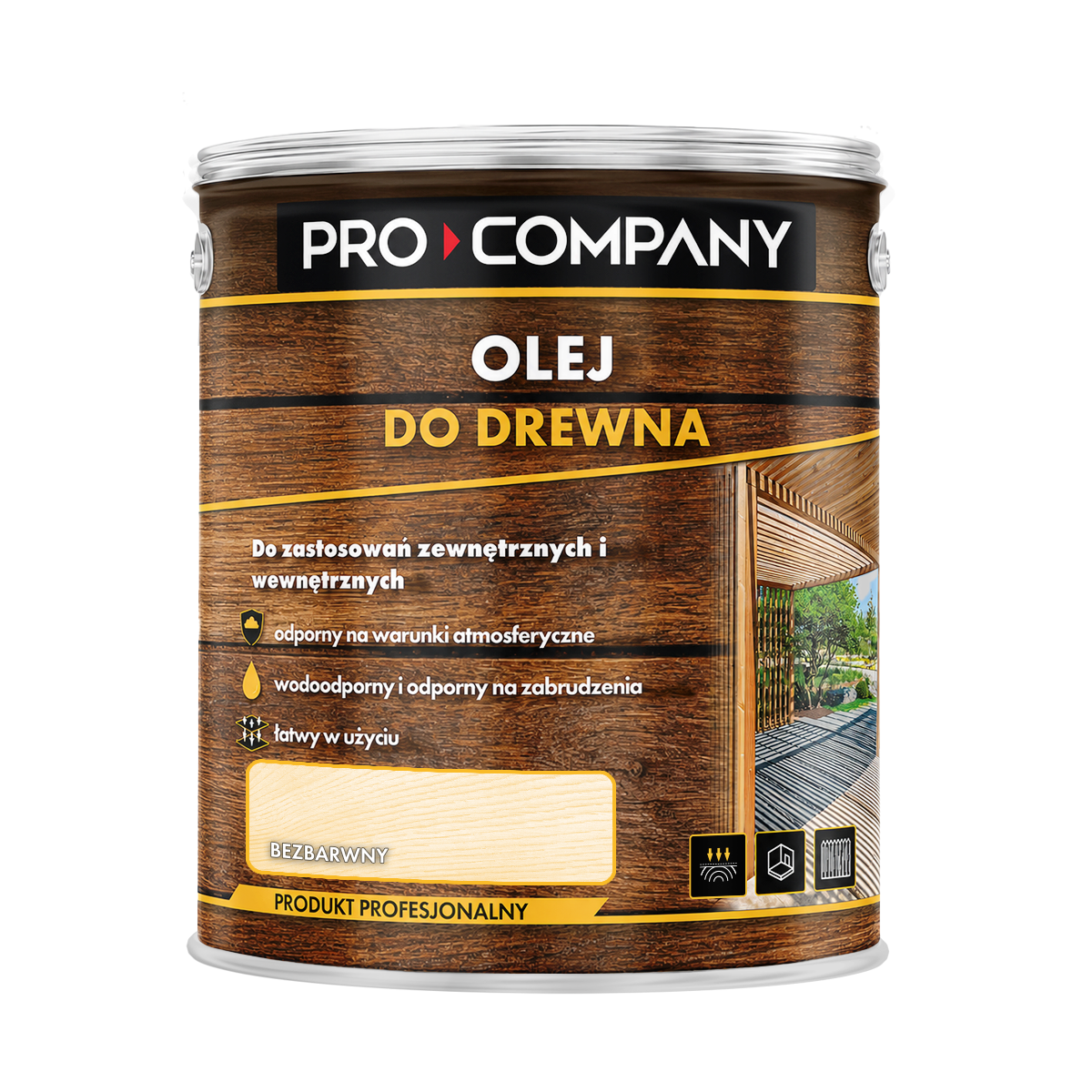 PRO COMPANY Olej do drewna do wnętrz i na zewnątrz hydrofobowy bezbarwny 2,5L