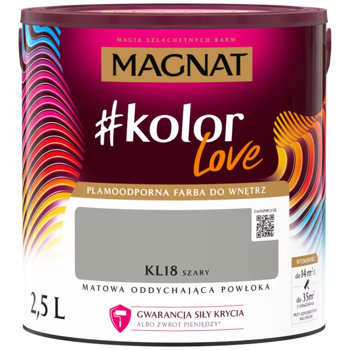 MAGNAT #kolorLove Farba lateksowa plamoodporna szary KL18 2,5L