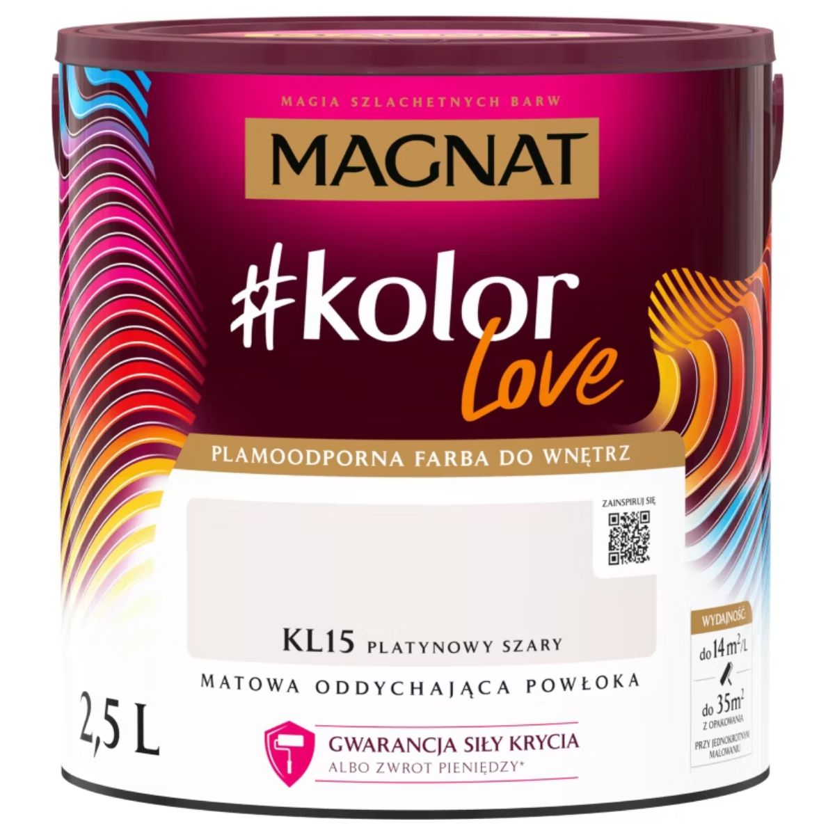MAGNAT #kolorLove Farba lateksowa plamoodporna platynowy szary KL15 2,5L