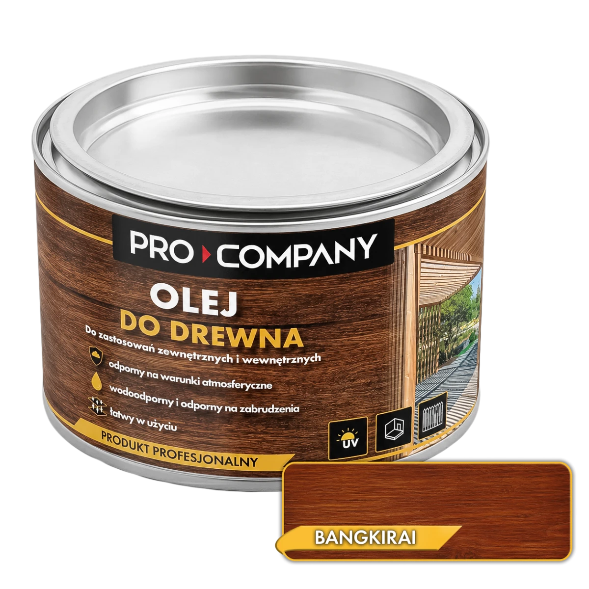 PRO COMPANY Olej do drewna do wnętrz i na zewnątrz hydrofobowy ochrona UV bangkirai próbka 100ml