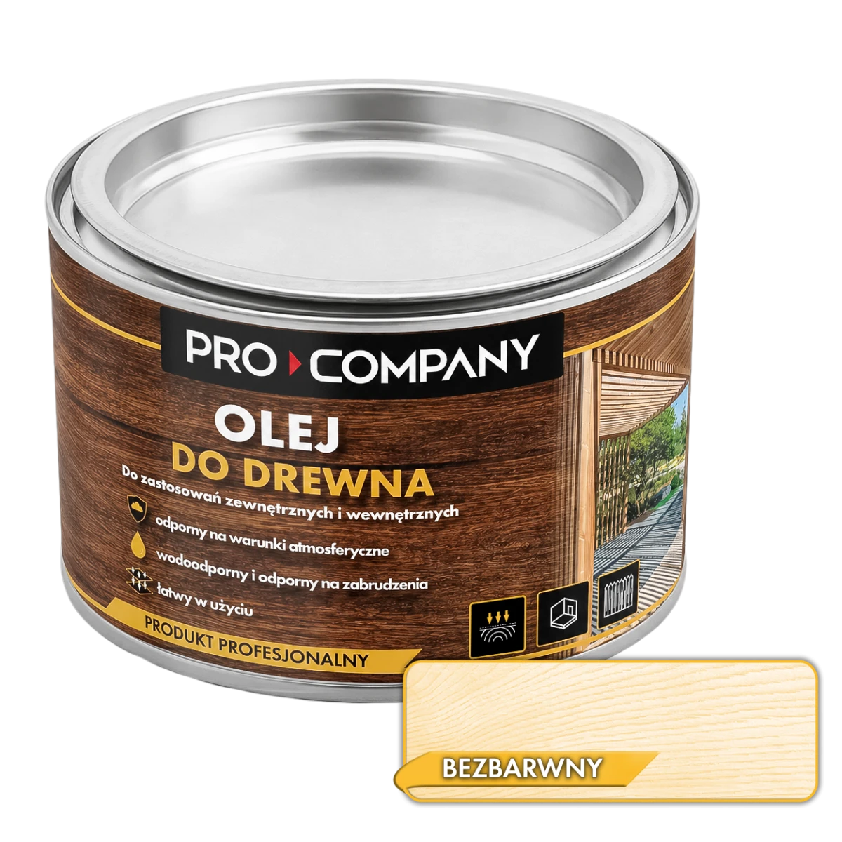 PRO COMPANY Olej do drewna do wnętrz i na zewnątrz hydrofobowy bezbarwny próbka 100ml
