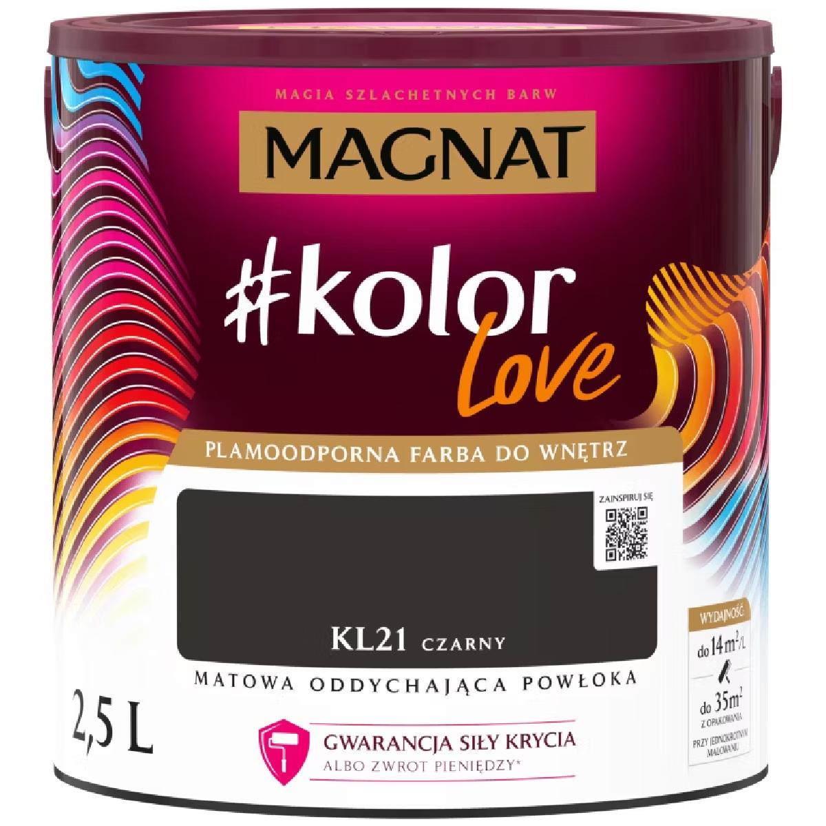 MAGNAT #kolorLove Farba lateksowa plamoodporna czarny KL21 2,5L