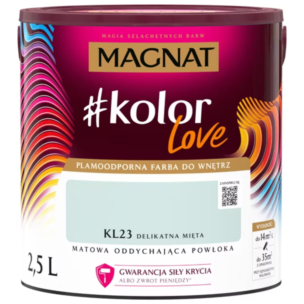 MAGNAT #kolorLove Farba lateksowa plamoodporna delikatna mięta KL23 2,5L