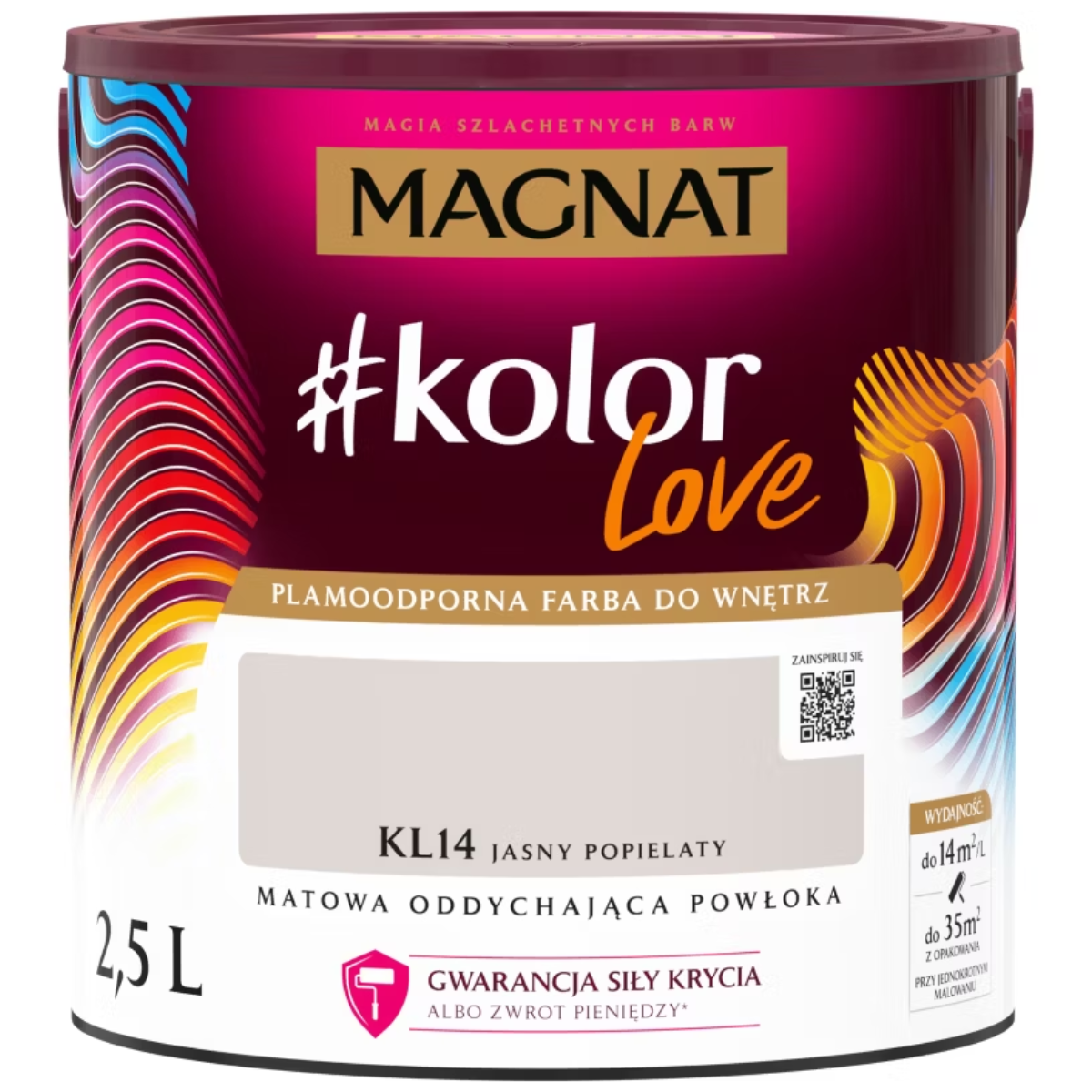 MAGNAT #kolorLove Farba lateksowa plamoodporna jasny popielaty KL14 2,5L