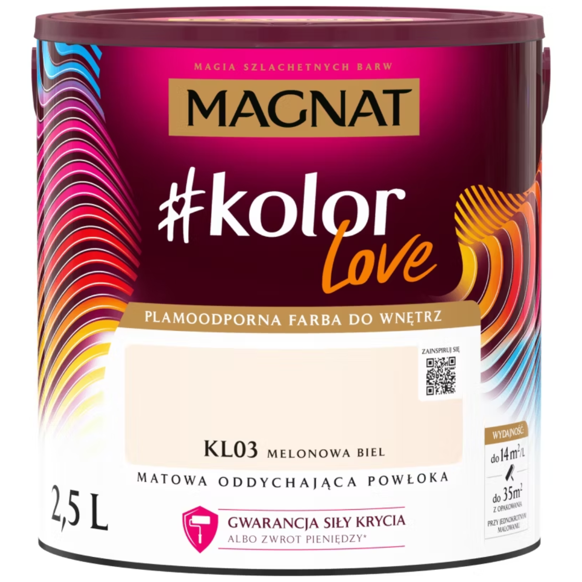 MAGNAT #kolorLove Farba lateksowa plamoodporna melonowa biel KL03 2,5L