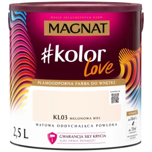 MAGNAT #kolorLove Farba lateksowa plamoodporna melonowa biel KL03 2,5L