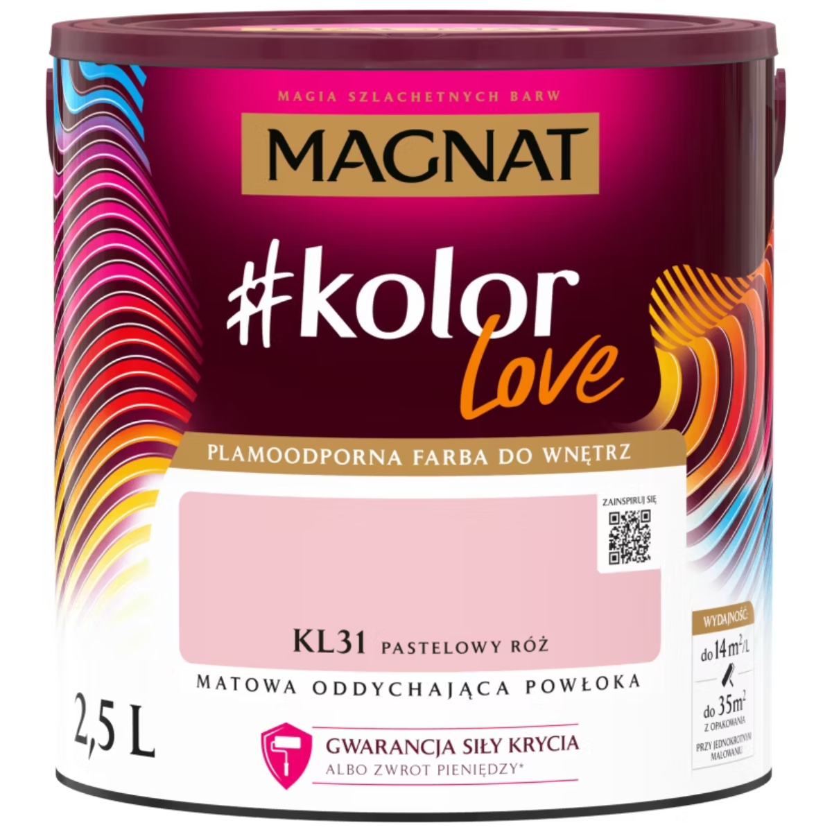 MAGNAT #kolorLove Farba lateksowa plamoodporna pastelowy róż KL31 2,5L
