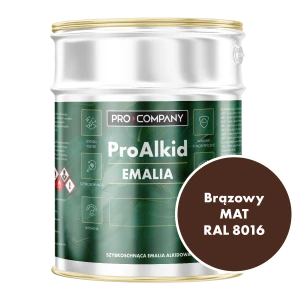 Szybkoschnąca emalia alkidowa do metalu Pro Alkid Brązowy MAT RAL 8016 4,5L