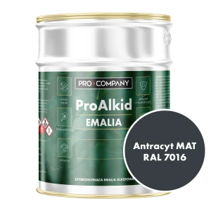 Szybkoschnąca emalia alkidowa do metalu Pro Alkid Antracyt MAT RAL 7016 3L